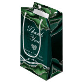 Emerald Green, Silver und Pearl Gift Bag Kleine Geschenktüte (Vorderseite Schrägansicht)