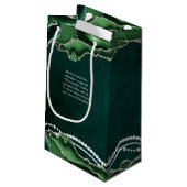 Emerald Green, Silver und Pearl Gift Bag Kleine Geschenktüte (Rückseite Schrägansicht)