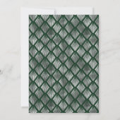 Emerald Green Silver Vintag Deko Pattern Wedding Einladung (Rückseite)