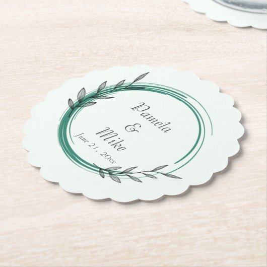 Emerald Green Simple Botanical Wreath Wedding Untersetzer (angewinkelt)