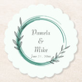 Emerald Green Simple Botanical Wreath Wedding Untersetzer (Vorderseite)