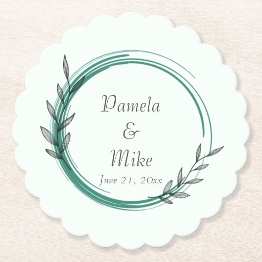 Emerald Green Simple Botanical Wreath Wedding Untersetzer (Vorderseite)