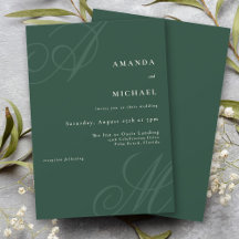 Emerald Green Simple Elegant Monogram Wedding