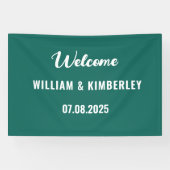 Emerald Green Simple Elegante Moderne Hochzeit Banner (Horizontal)