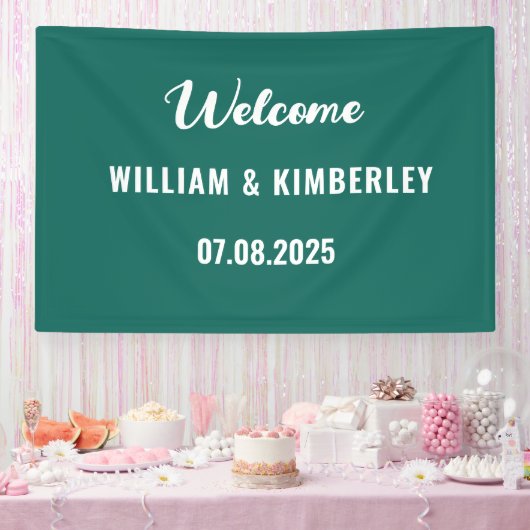 Emerald Green Simple Elegante Moderne Hochzeit Banner (Party)