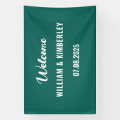 Emerald Green Simple Elegante Moderne Hochzeit Banner (Vertikal)