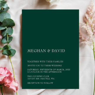 Emerald Green Simple Elegante Moderne Hochzeit Einladung