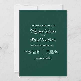 Emerald Green Simple Elegante Moderne Hochzeit Einladung