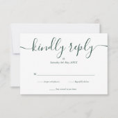 Emerald Green Simple Elegante Script RSVP Karte (Vorderseite)