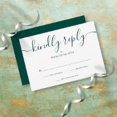 Emerald Green Simple Elegante Script RSVP Karte