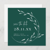Emerald Green Simple Kareath Square Save the Date (Vorne/Hinten)