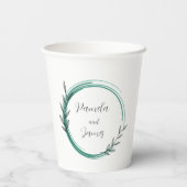 Emerald Green Simple Kranz-Brautparty Pappbecher (Rückseite)