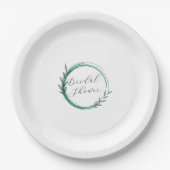 Emerald Green Simple Kranz-Brautparty Pappteller (Vorderseite)