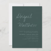 Emerald Green Simple Minimalistisch Modern Wedding Einladung (Vorderseite)