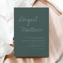 Emerald Green Simple Minimalistisch Modern Wedding Einladung