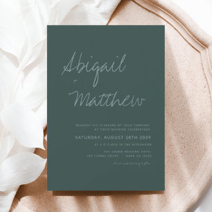 Emerald Green Simple Minimalistisch Modern Wedding Einladung