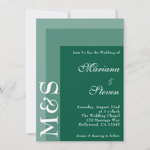 Emerald Green Simple Modern Chic Script Wedding in Einladung