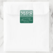 Emerald Green Simple Modern Chic Script Wedding Quadratischer Aufkleber (Tasche)