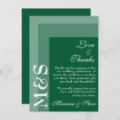 Emerald Green Simple Modern Script Wedding Dankeskarte (Vorne/Hinten)