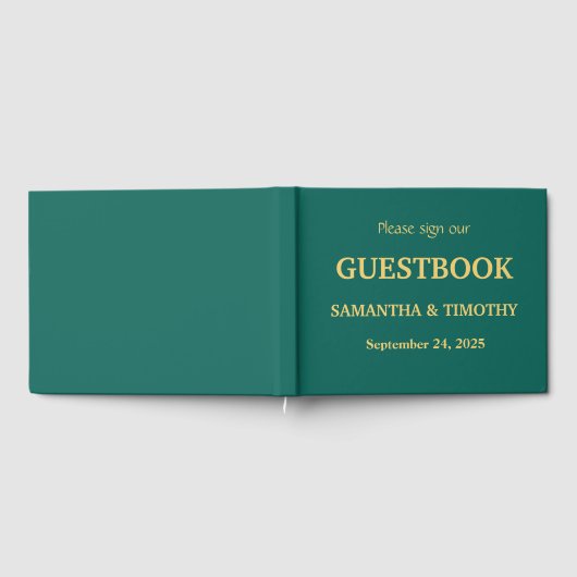 Emerald Green Simple Moderne Minimalistische Hochz Gästebuch (Voll)