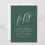 Emerald Green | Simple Script Formal 50th Birthday Einladung (Vorderseite)