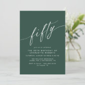 Emerald Green | Simple Script Formal 50th Birthday Einladung (Stehend Vorderseite)