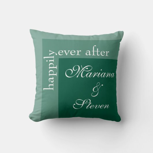 Emerald Green Simple Script Wedding Kissen (Vorderseite)