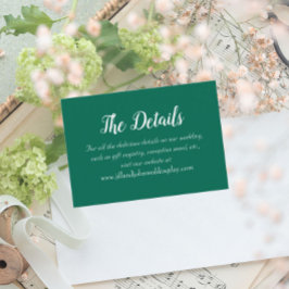 Emerald Green Simple Style Wedding Details Begleitkarte
