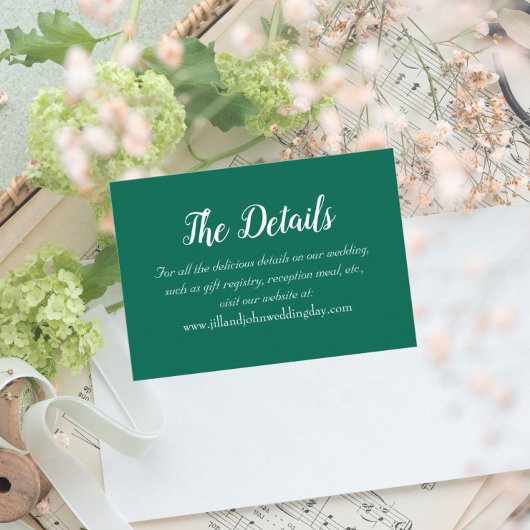 Emerald Green Simple Style Wedding Details Begleitkarte