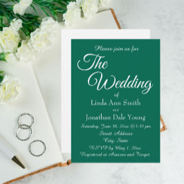 Emerald Green Simple Style Wedding Einladung