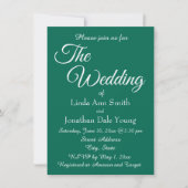 Emerald Green Simple Style Wedding Einladung (Vorderseite)