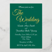 Emerald Green Simple Style Wedding Folieneinladung (Vorderseite)