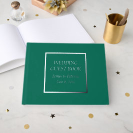 Emerald Green Simple Stylized Letters Wedding Gästebuch