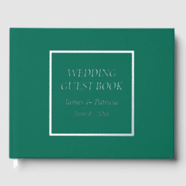 Emerald Green Simple Stylized Letters Wedding Gästebuch