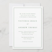 Emerald Green Simple Typografy Formal Wedding Einladung (Vorderseite)
