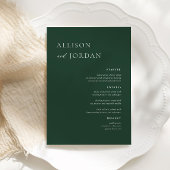 Emerald Green Simple Wedding Dinner Party Menus Menükarte