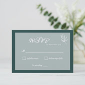 Emerald Green Simple Wedding RSVP Card (Stehend Vorderseite)