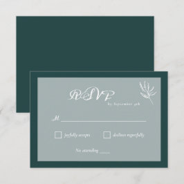 Emerald Green Simple Wedding RSVP Card Karte