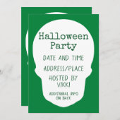 Emerald Green Skull eliminiert Silhouette Einladung (Vorne/Hinten)