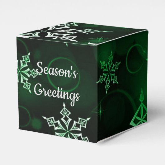 Emerald Green Snowflake Motif Cube Geschenkschachtel (Vorderseite)