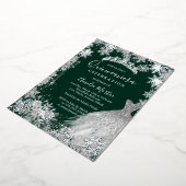 Emerald Green Snowflake Winter Quinceanera Folieneinladung (Gedreht)