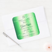 Emerald Green Soft Glitzer Product Labels Monogram Quadratischer Aufkleber (Umschlag)