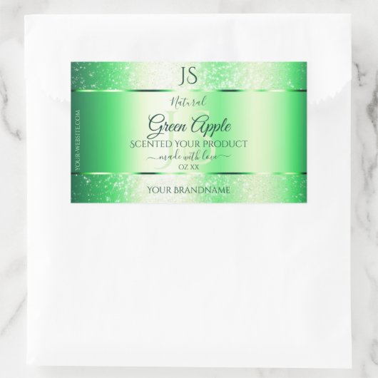 Emerald Green Soft Glitzer Product Labels Monogram Rechteckiger Aufkleber (Tasche)