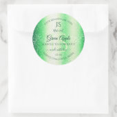 Emerald Green Soft Glitzer Product Labels Monogram Runder Aufkleber (Tasche)