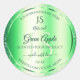 Emerald Green Soft Glitzer Product Labels Monogram Runder Aufkleber