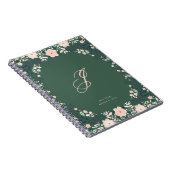 Emerald Green Soft Monogram Floral Personal Custom Notizblock (Rechte Seite)