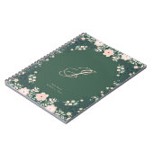 Emerald Green Soft Monogram Floral Personal Custom Notizblock (Linke Seite)