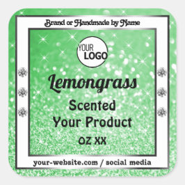 Emerald Green Sparkle Glitzer Product Labels Logo Quadratischer Aufkleber