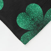 Emerald Green Sparkle Kleeblatt Black Monogram Fleecedecke (Ecke)