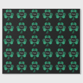 Emerald Green Sparkle Kleeblatt Black Monogram Geschenkpapier (Flach)